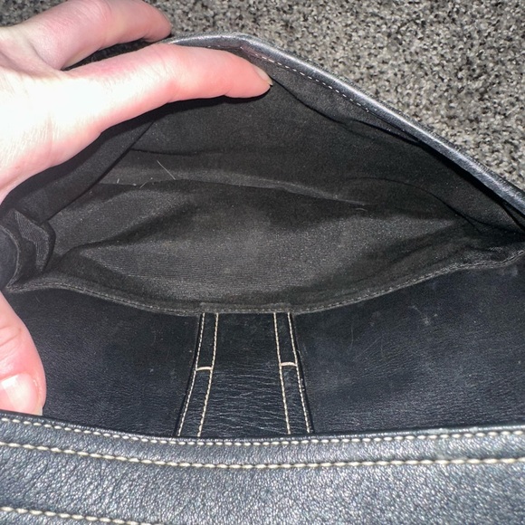 Authentic Coach - Black Leather Handbag with Silver Buckle - Picture 10 of 14